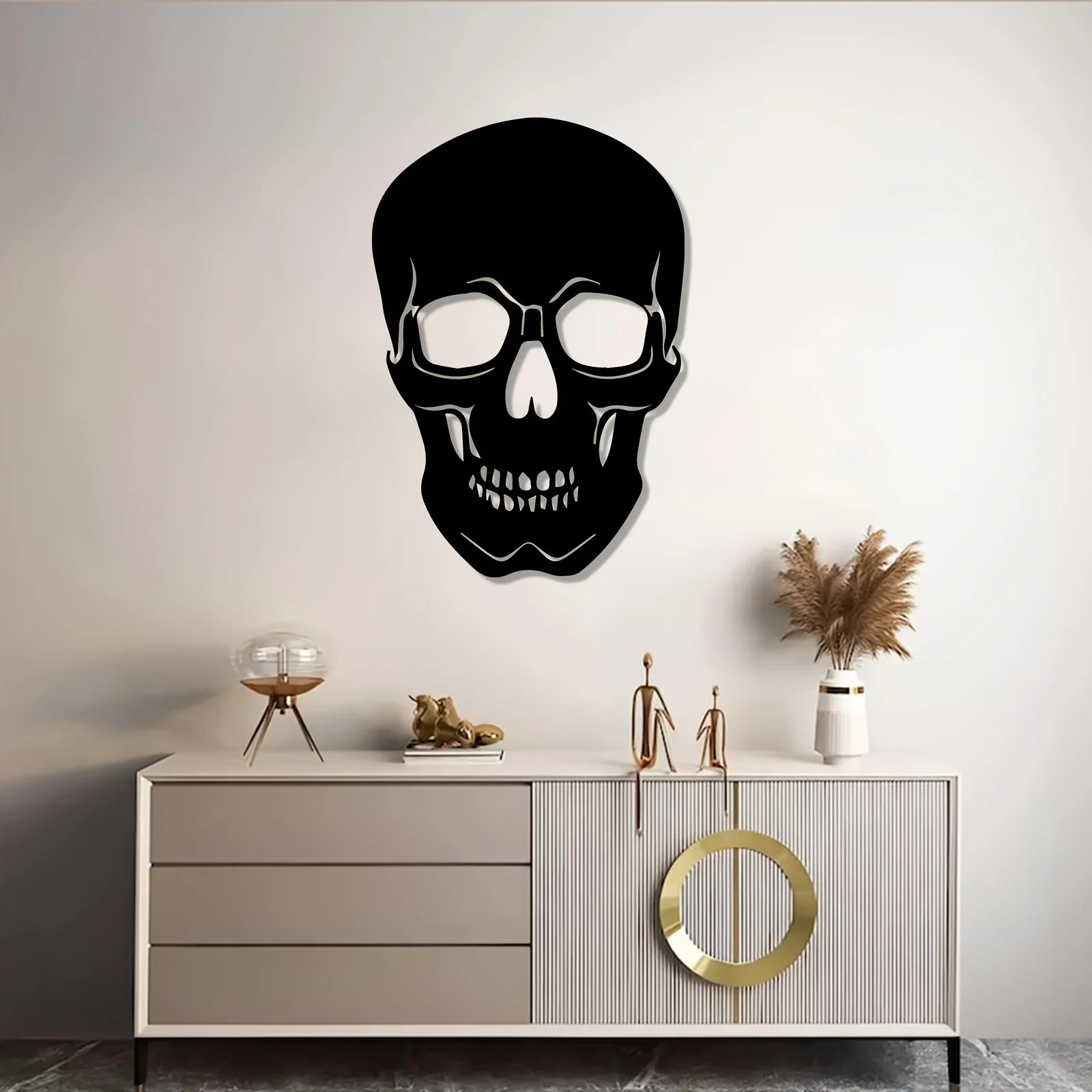 CIFBUY Wrought Iron Skull Wall Art Gothic Metal Sculpture, Rustic Decor for Indoor Outdoor Garden Fence, Dark Aesthetic Home Acc