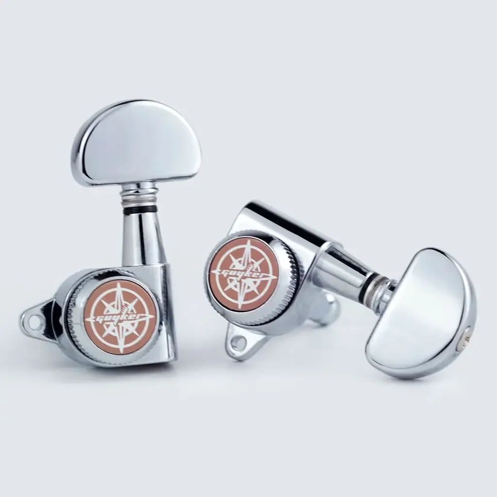 1 Set 3R3L Upgraded Rear Locking Guitar Tuners 1:21 Machine Head Tuning Pegs for LP SG Guitar Black Chrome Gold