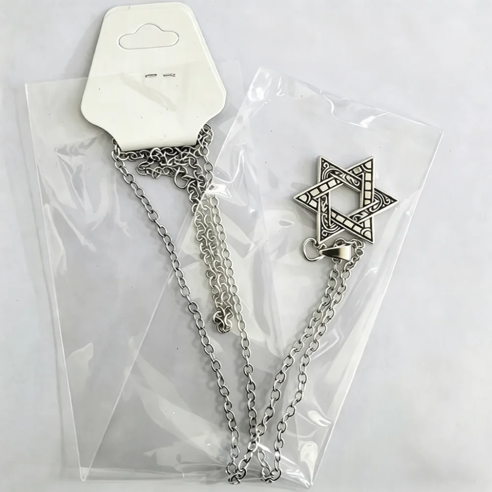 Men Hexagram Pendant Necklace Vintage Alloy Geometric Chain Rock Hip Hop Style Trendy Jewelry Gift For Boyfriend Husband