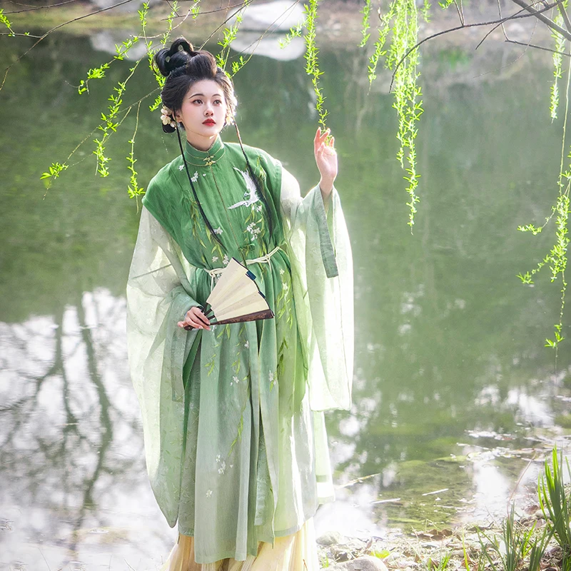 

Daily Wear Tang Suit Women's round Ne Long irt with Big Sves Traditional Chinese Hanfu Costume Vertical Collar New 2025