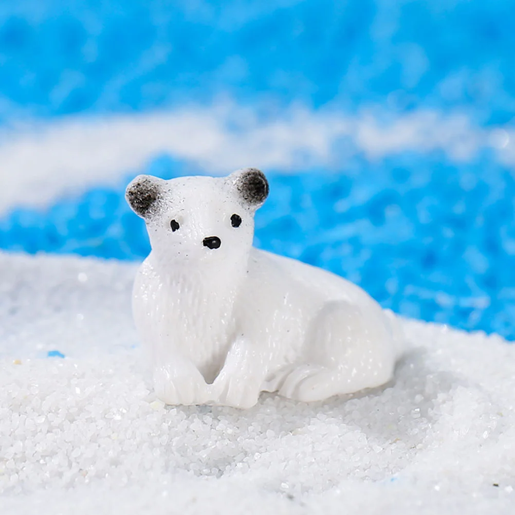 Ours Polaire en Résine, Jouet Blanc, Modèle Décoratif, Figurine de Jardin, Bébé Animal, 15 Pièces