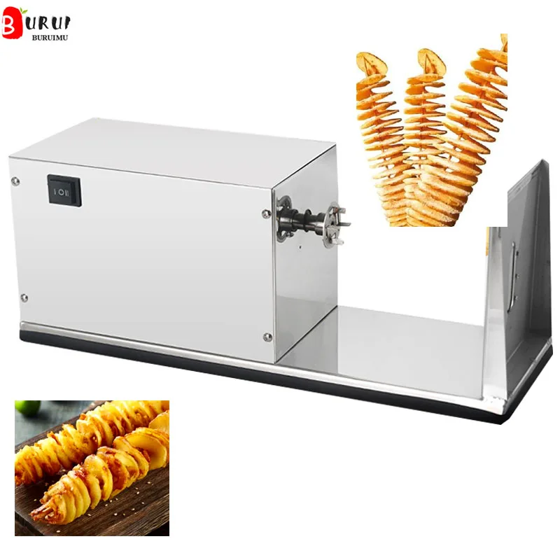 

Electric Potato Twister Tornado Slicer Machine Automatic Spiral Cutter Vegetable Slicer Machine
