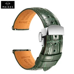 MAIKES Luxury Brand Leather Watch Strap Quick Release For Rolex Omega IWC Watchbands Green 19mm 20mm 21mm 22mm Watch Band