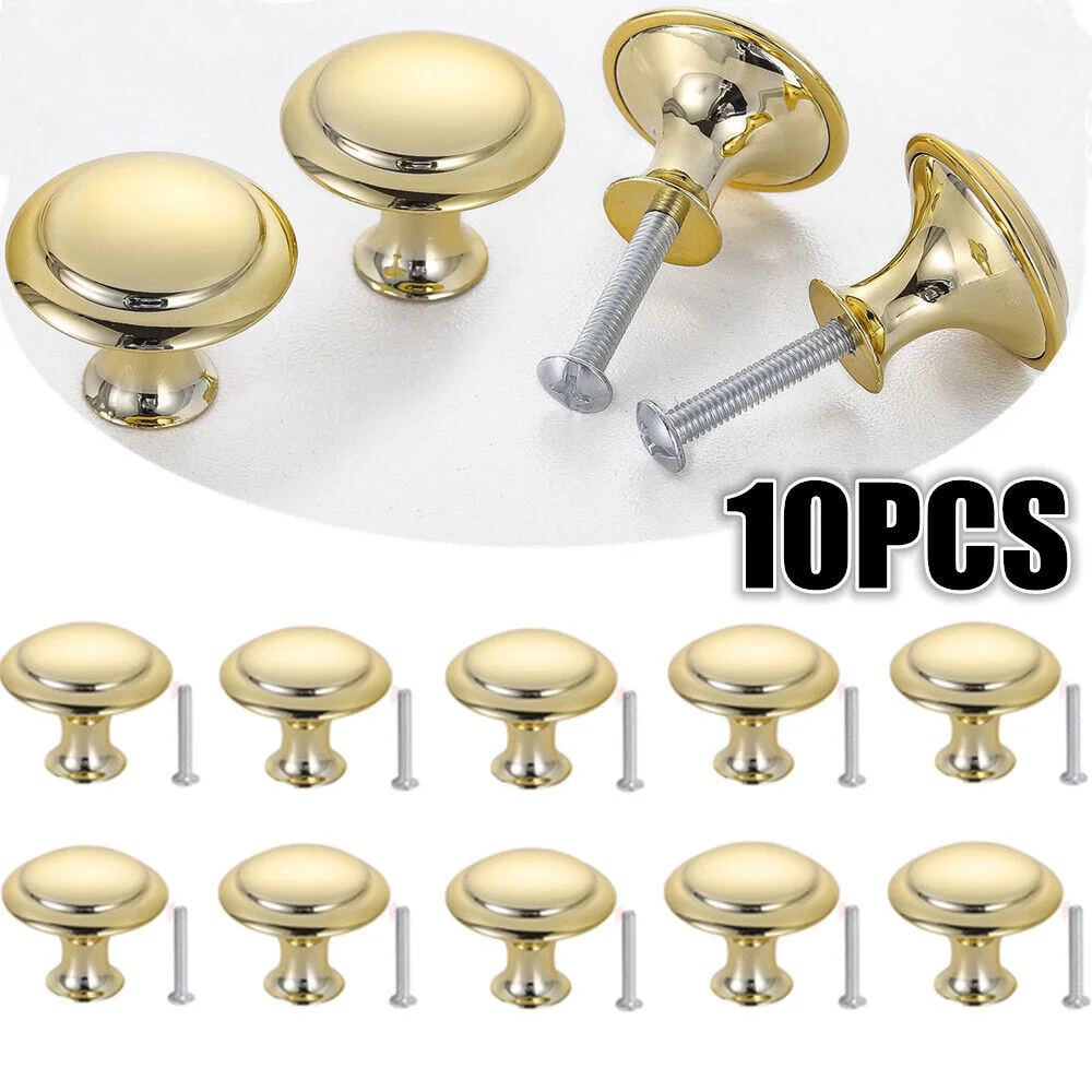 10pcs Stainless Steel Door Knobs Cabinet Handles Cupboard Drawer Kitchen Bathroom Gold Furniture Hardware Accessories