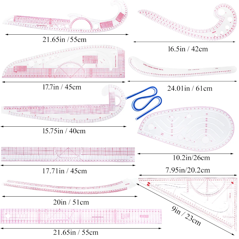 KRABALL Sewing Ruler Set Measure Patchwork Tailor French Curve Ruler for Fabric Drawing Template DIY Sewing Accessories Tool