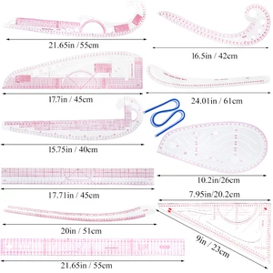 Kraball-Sewing-Herrscher, Patchwork-Messung, französische Stoffkurve-Herrscher, Zeichnungsmodell, DIY-Nähzubehör-Tool 8 Hauptverkaufsregua -Modellierung - №3