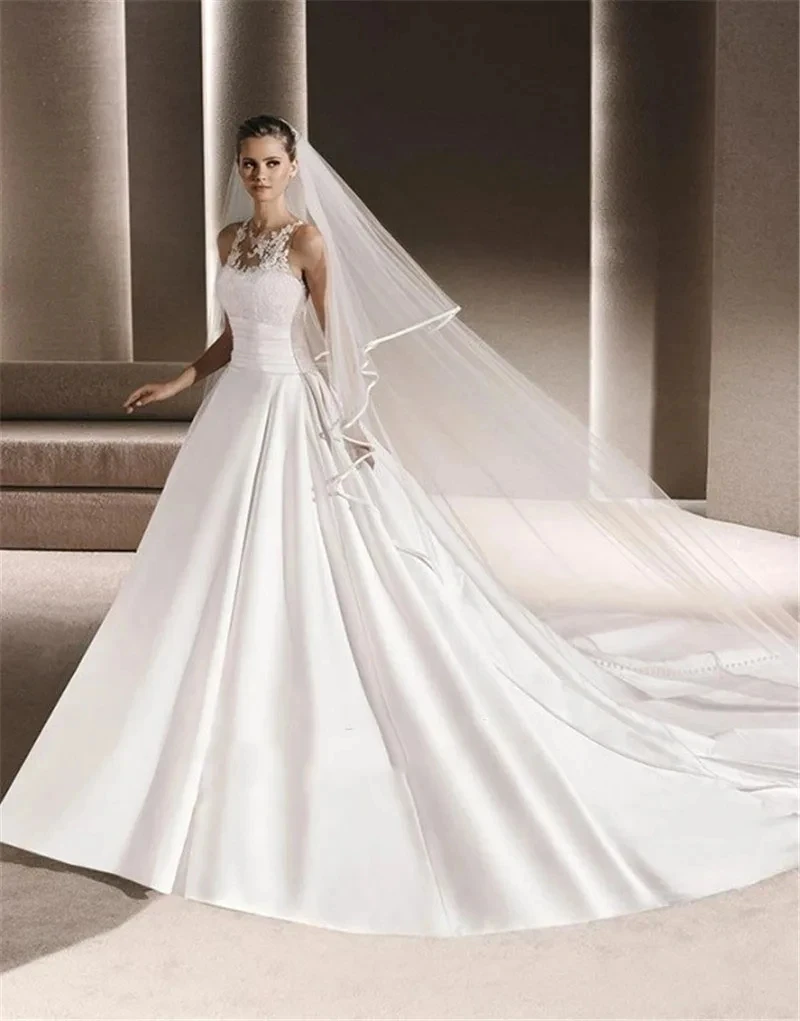 300cm Wide Double Layered Cathedral Bridal Veil, Satin Edge, White/Ivory, Wedding Accessories