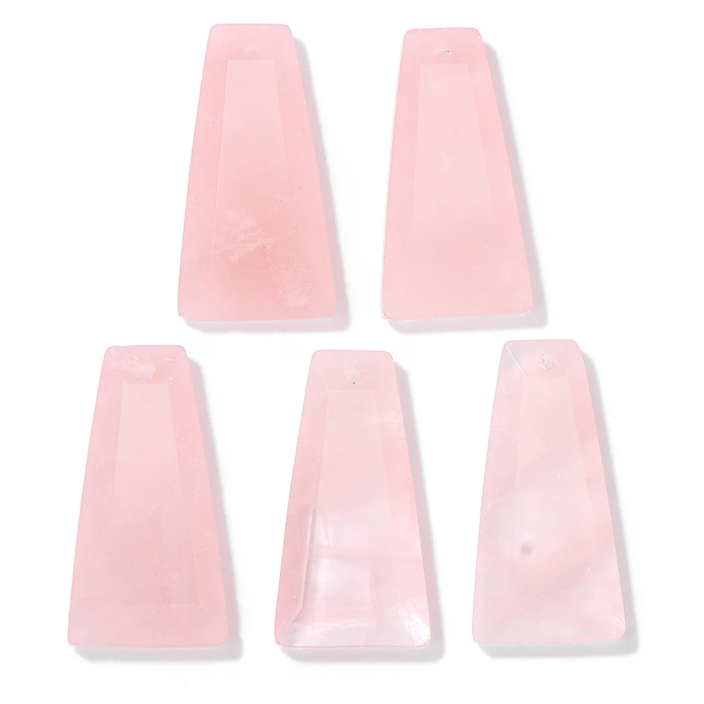 Natural Rose Quartz Stone Pendant Connectors Shape Waterdrop Cross Pink Crystal Charms for Jewelry Making Necklace DIY Bracelet