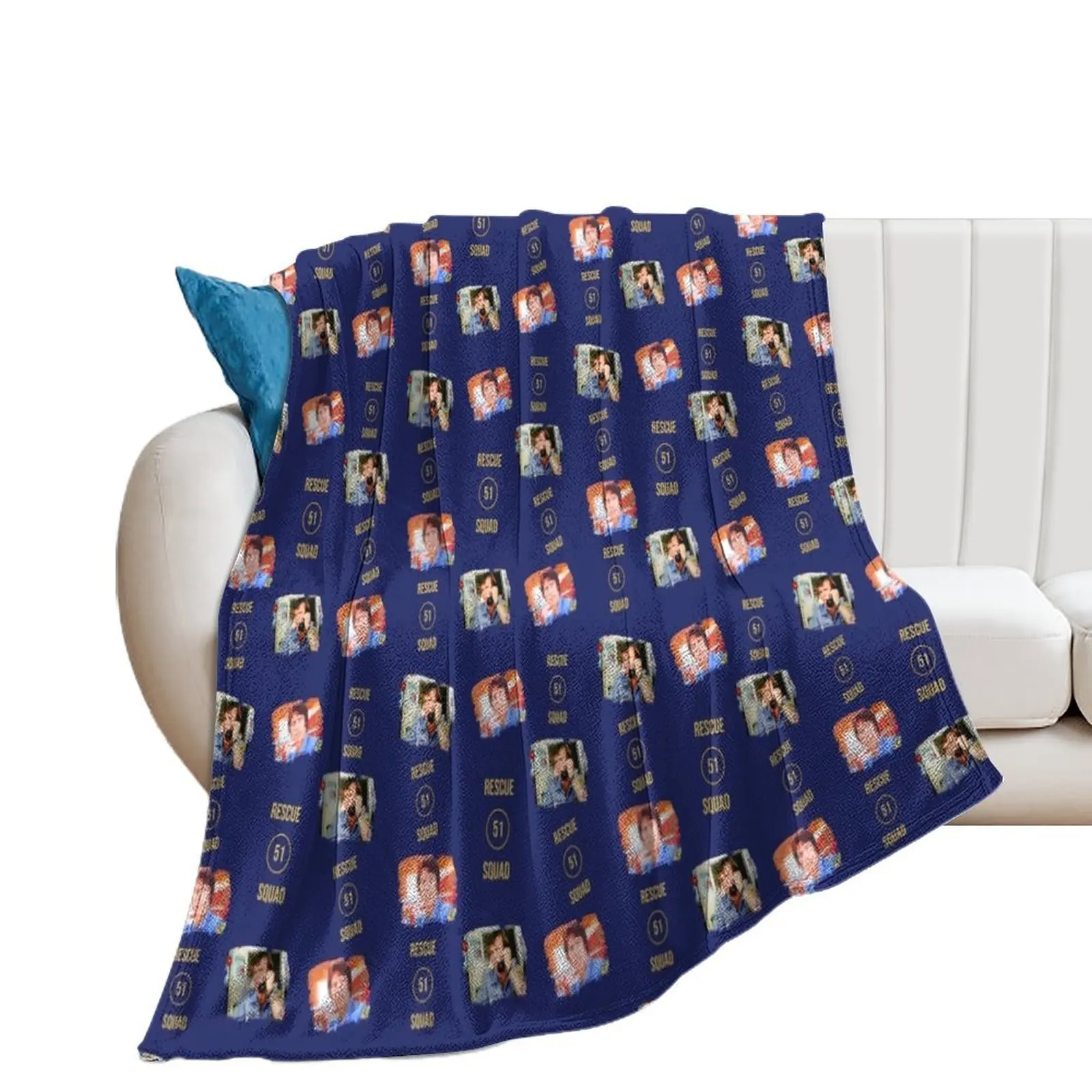 Emergency Rescue Squad 51 Roy and Johnny TV Show Dk Blue Throw Blanket Large Decoratives Plaid cosplay anime Blankets