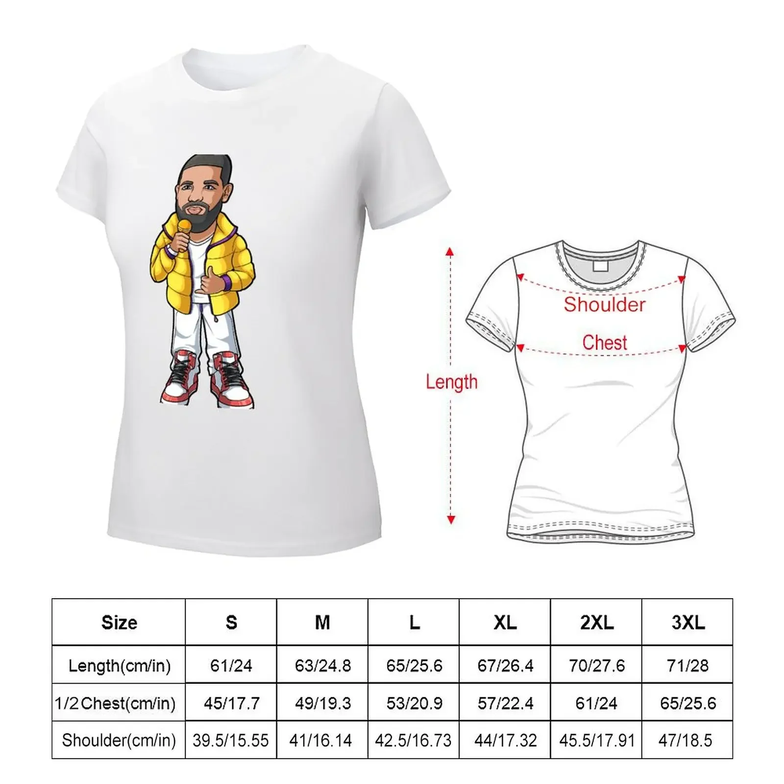 Drake Cartoon Character T-shirt korean fashion animal print shirt for girls plus size tops black t shirts for Women