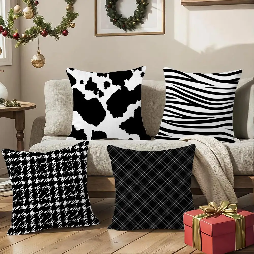 Black and white minimalist style Pillow Case Sofa Living Roo