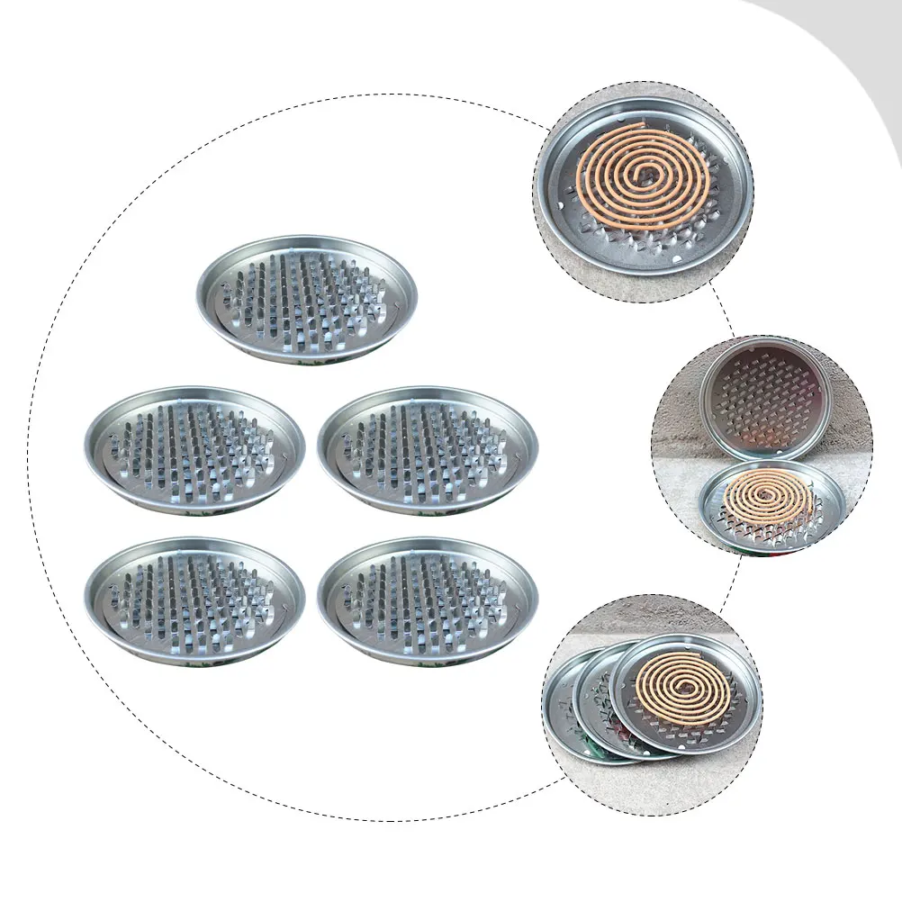 

5pcs Trays Sturdy Iron Incense Dish Wear Resistant Reusable Plate Dorm Summer Tray Safe Protective