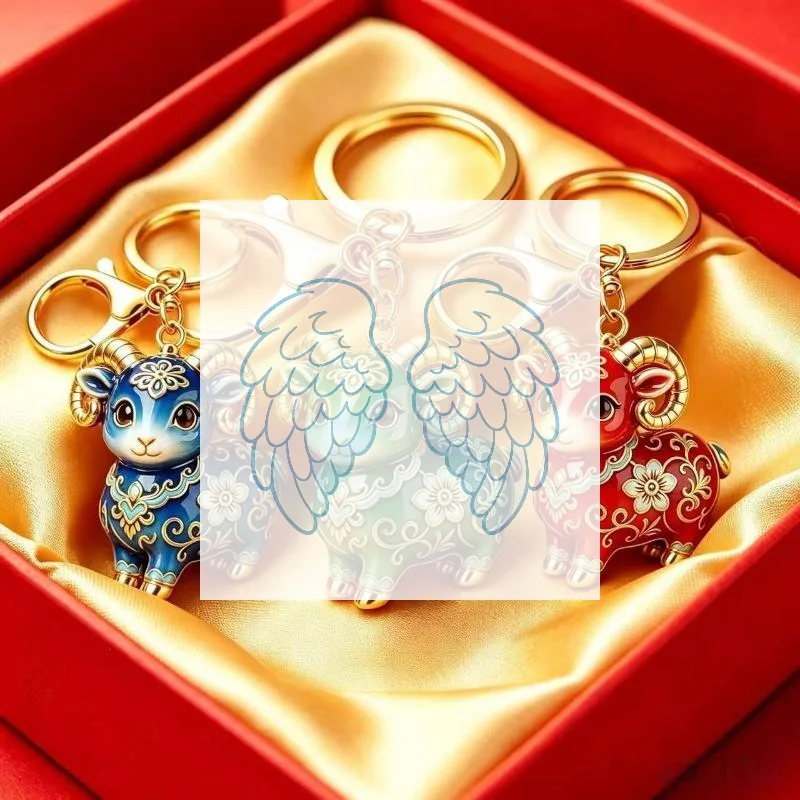 Chinese Zodiac Goat Pendant Necklace Red Enamel Gold Floral Lunar New Year Gift Daily Wear