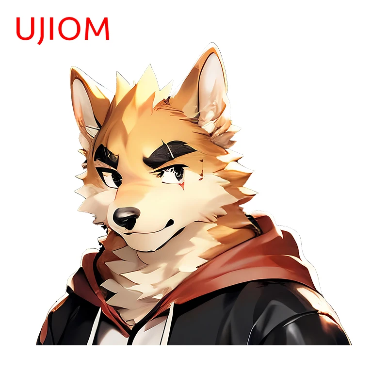 UJIOM 13cm X 12.5cm Strong Furry Dog Man Anime Wall Stickers Chibi Wallpapers Home Decor Decal Creativite Kids Room Murals