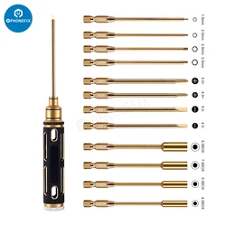 12pcs Precision Screwdriver Bit with Anti-Slip Handle for RC Car Drone Repair Hex Philips Screw Nut Flat Assemble Screwdriver