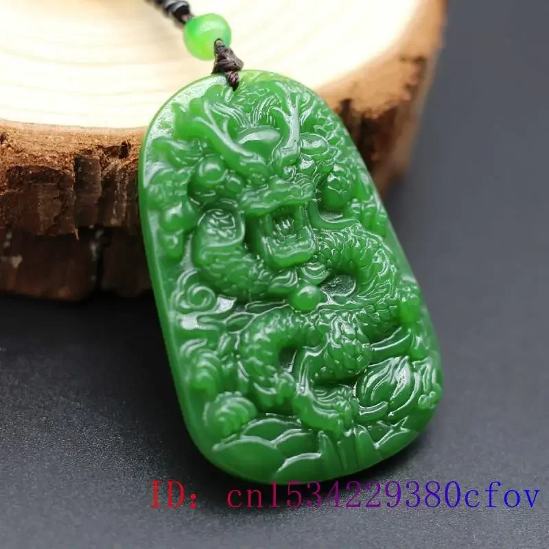 Collier pendentif dragon vert diversifié pour homme, amulette de mode en jadéite, breloque sculptée, bijoux naturels, cadeaux chinois