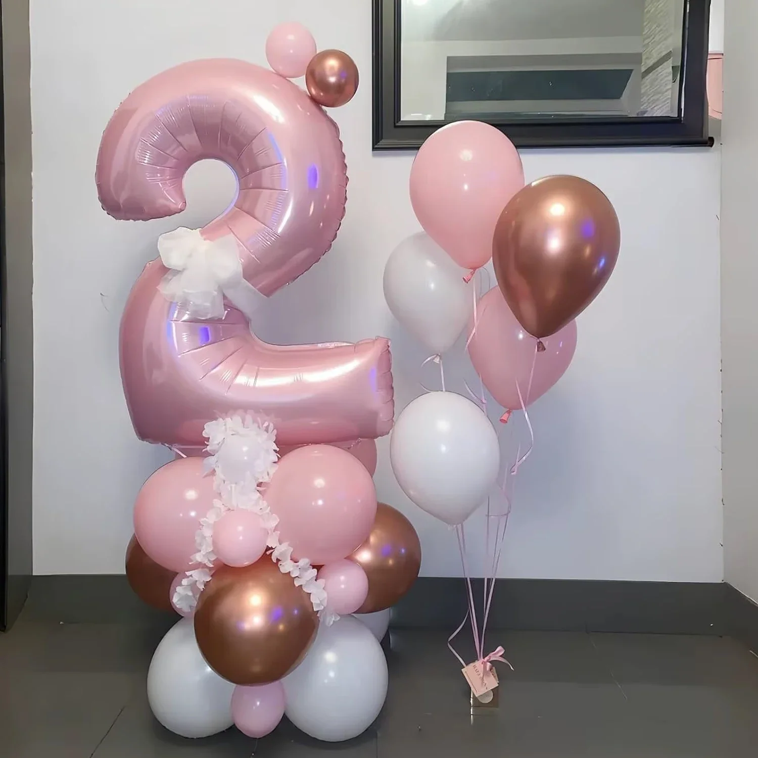 

32 Inch Pink Number Foil Mylar Balloon Reusable Party Decor Photo Shoot Props for Girls Women Birthday Graduation Wedding