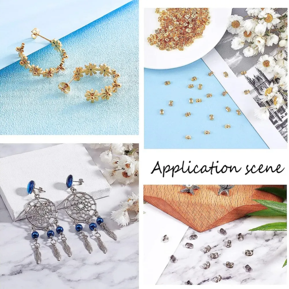 200PCS Earring Studs Backs Gold Plated Butterfly Stopper Scrolls Ear Post Nuts Findings Fashion Party Accessories FRB010-01