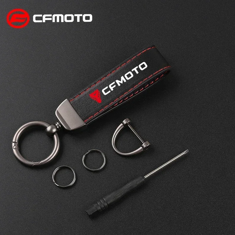 Motorcycle Keychain Horseshoe Buckle Jewelry Carbon Fiber Leather Keychain For CFMOTO CF650 650NK 400NK 250NK 400GT Accessories