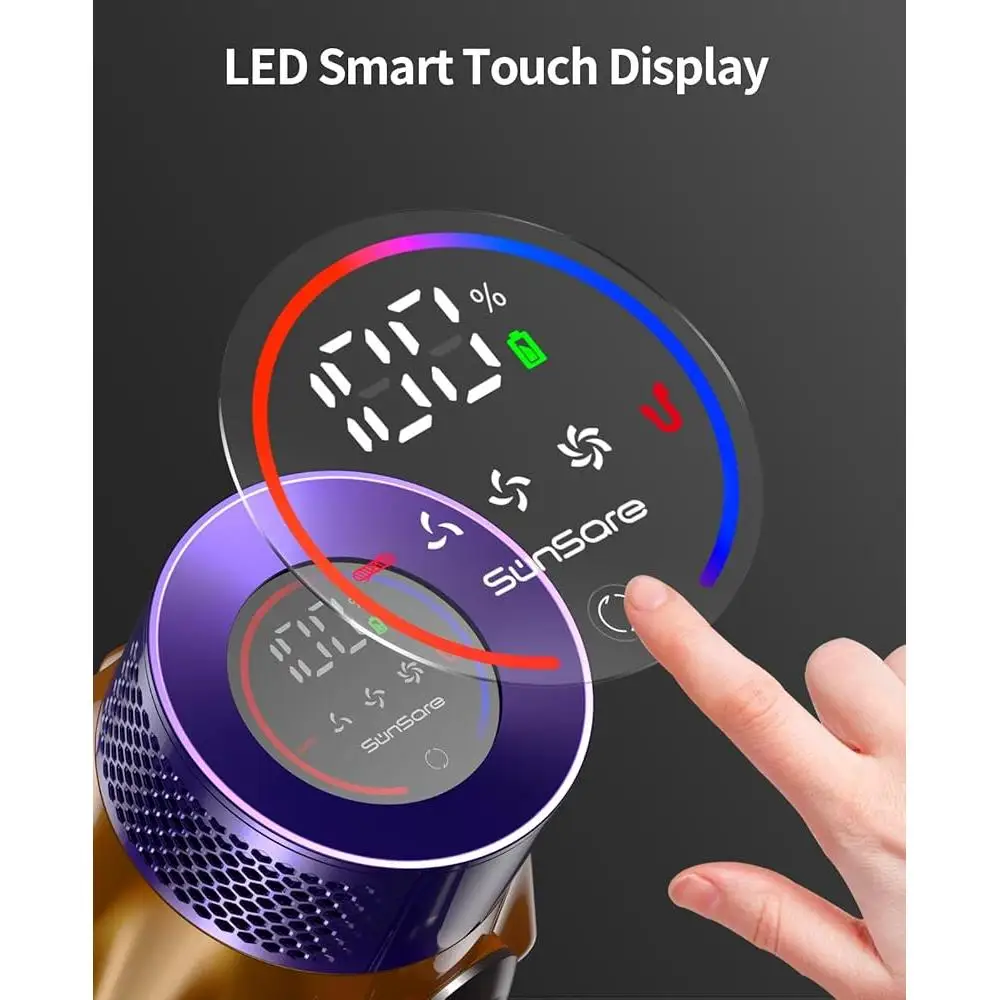 Aspirapolvere senza fili X7A X9 Potente aspirazione 550W 60min Durata della batteria Luce a LED Batteria rimovibile Pulizia profonda dei peli di animali domestici