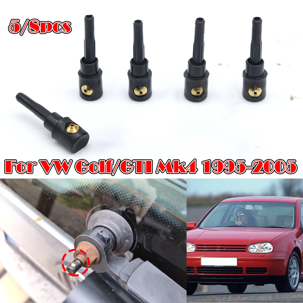

5/8PC For VW Golf GTI Mk4 1995-2005 Rear Wiper Washer Jet Nozzle Windscreen Window Spray Cover Cap Rocker Parts Car Replacement
