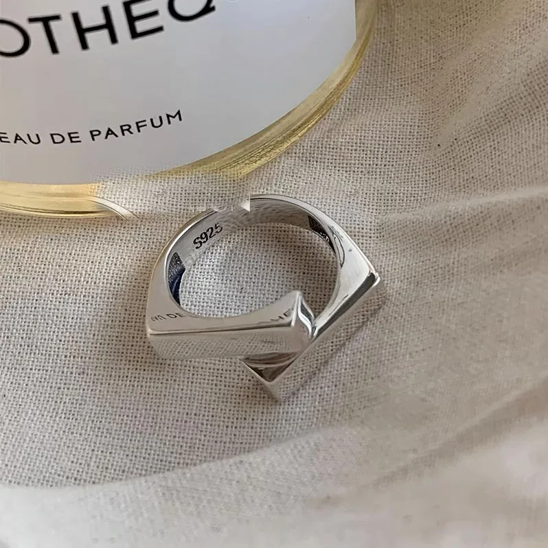 BF CLUB Silver Color Hug Rings for Women Fashion Geometric Handmade Irregular Vintage Fine Jelwery Ring Party Christmas Gift view 3