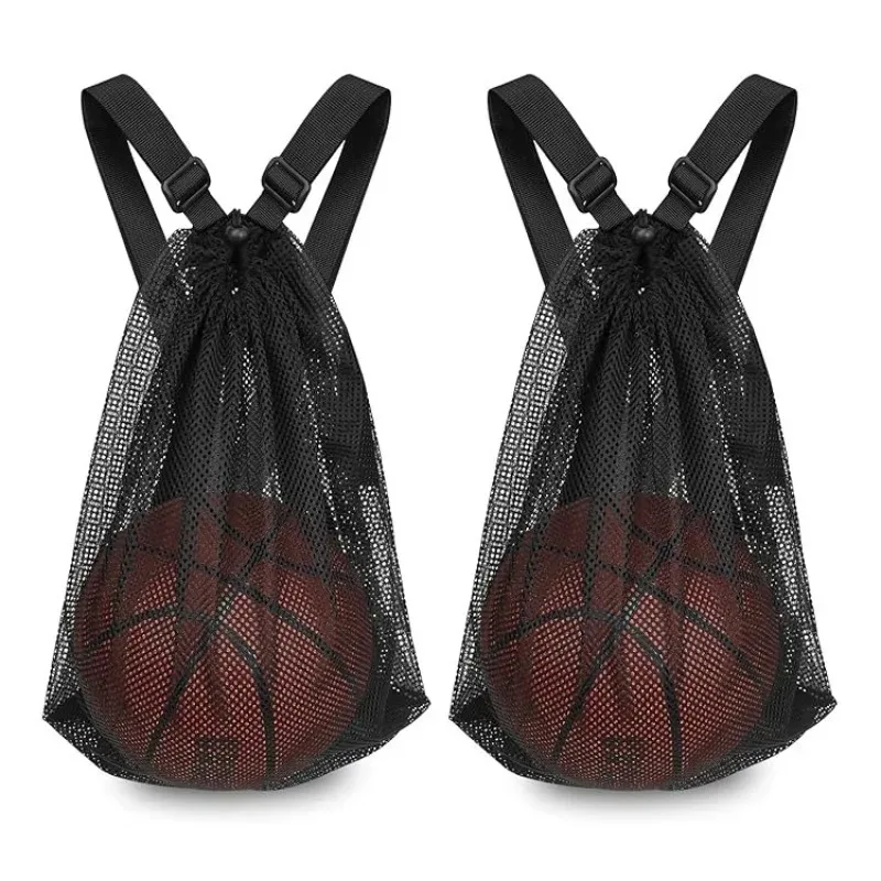 2 Pcs Basketball Backpack Mesh Bag Outdoor Sports Traveling Gym New Portable Drawstring Football Soccer  Storage Bags