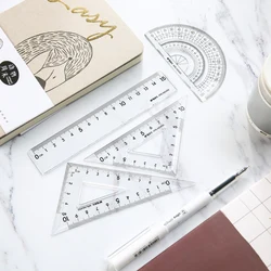 M&G 4Pcs/Set Ruler Set Measuring Stationery Set Protractor Straight Ruler Triangle Ruler Scholar kit School Mathematical Set