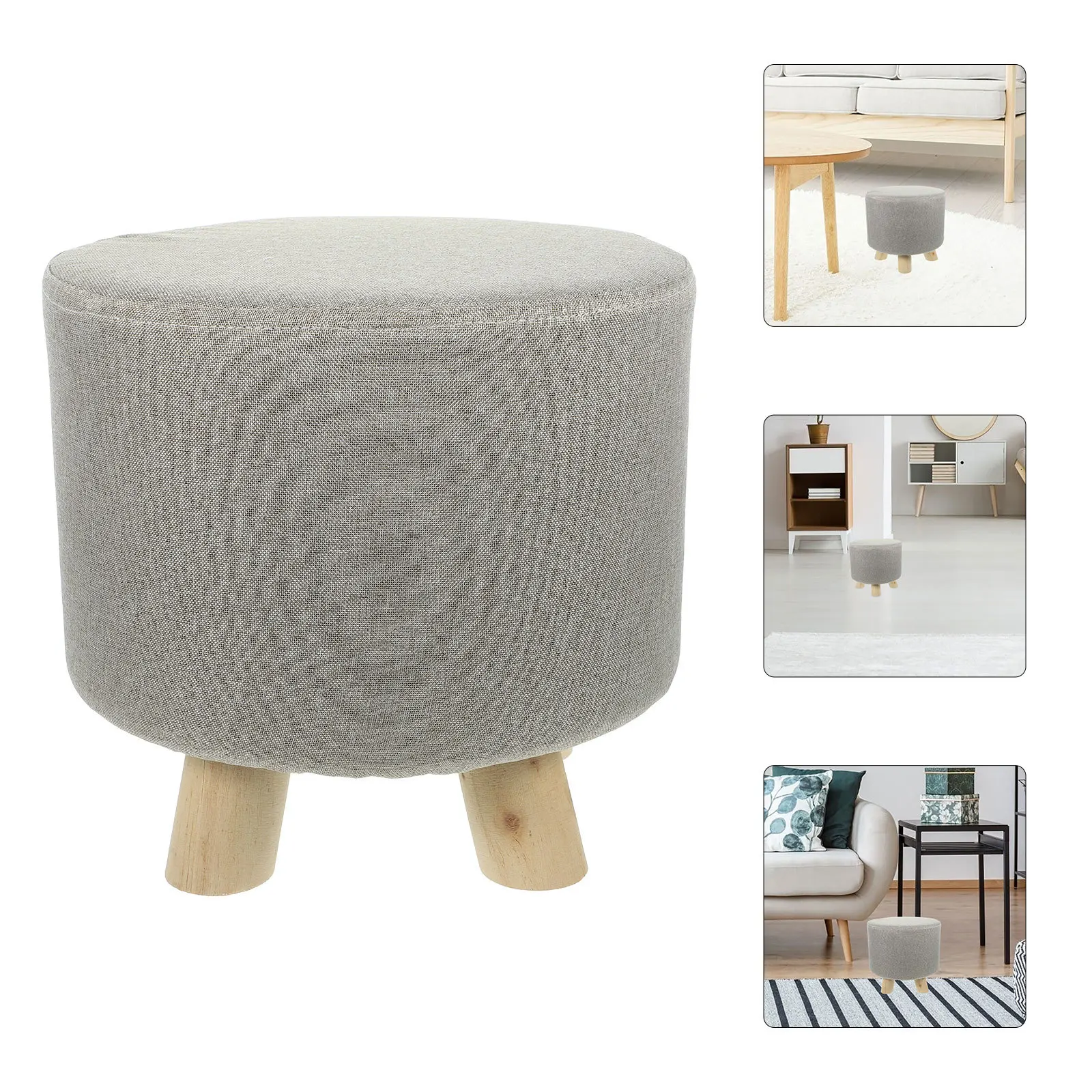 

Small Fabric Upholstered Wooden Stool Comfortable Wood Step Stool for Sitting Footrest Bedroom Classroom Stools