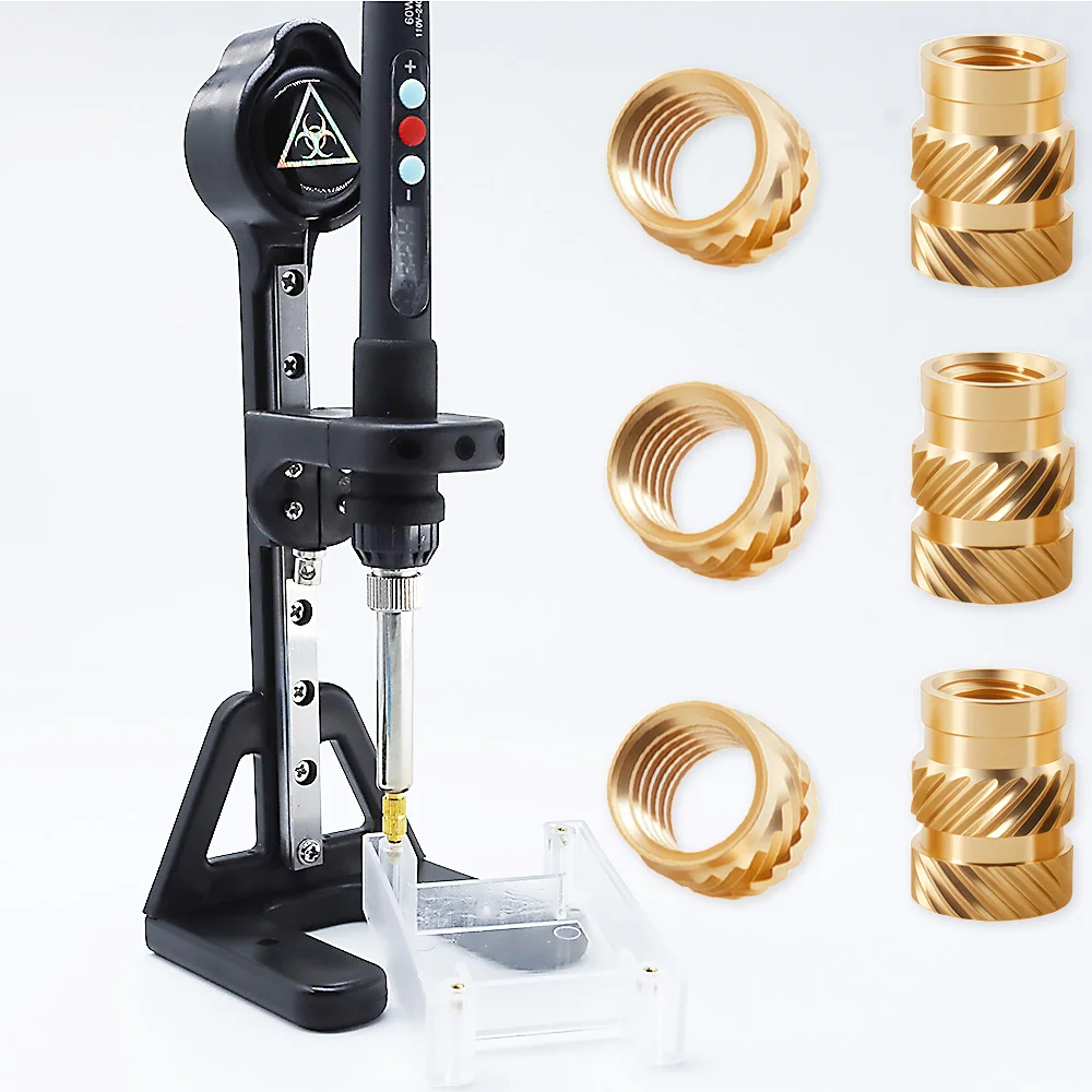 Heat Set Insert Tool Upgraded Molded Version Adjustable Soldering Iron with M2-M8 Tip for 3D Printing Threaded Brass Inserts Nut