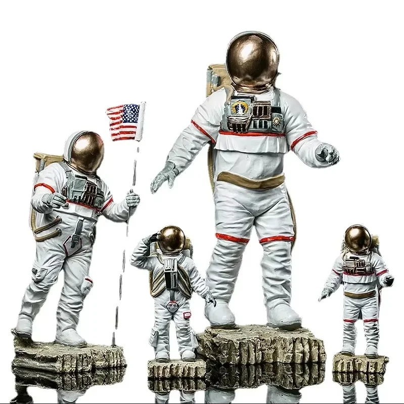 

Crafts Space Man American Astronaut Sculpture Rocket Plane Cosmonaut figure model Resin Statue Home Decorations Figurines