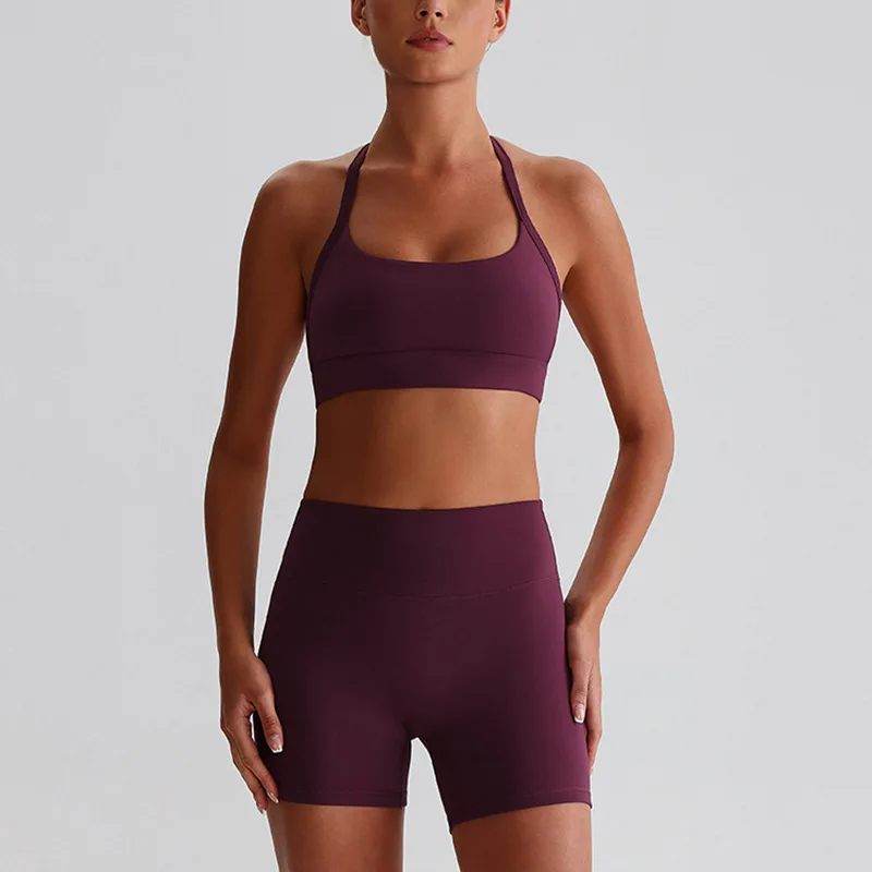 Seamless 2PCS Women Yoga Set Solid Color Bra + High Waist Leggings Breathable Gym Running Fitness Outfit