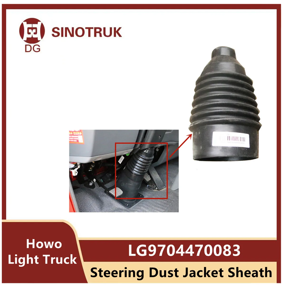 Steering Dust Jacket Sheath LG9704470083 for Sinotruk Howo Light Truck Titans Commander Original Auto Parts