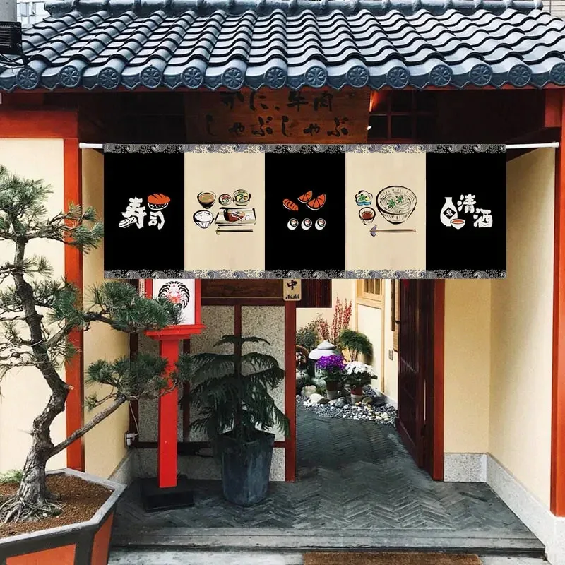 Sushi Shop Adversing Flag Hanging Japanese Door Curtains Doorway Short Curtain Izakaya Resturant Enterance Noren Bistro Decor