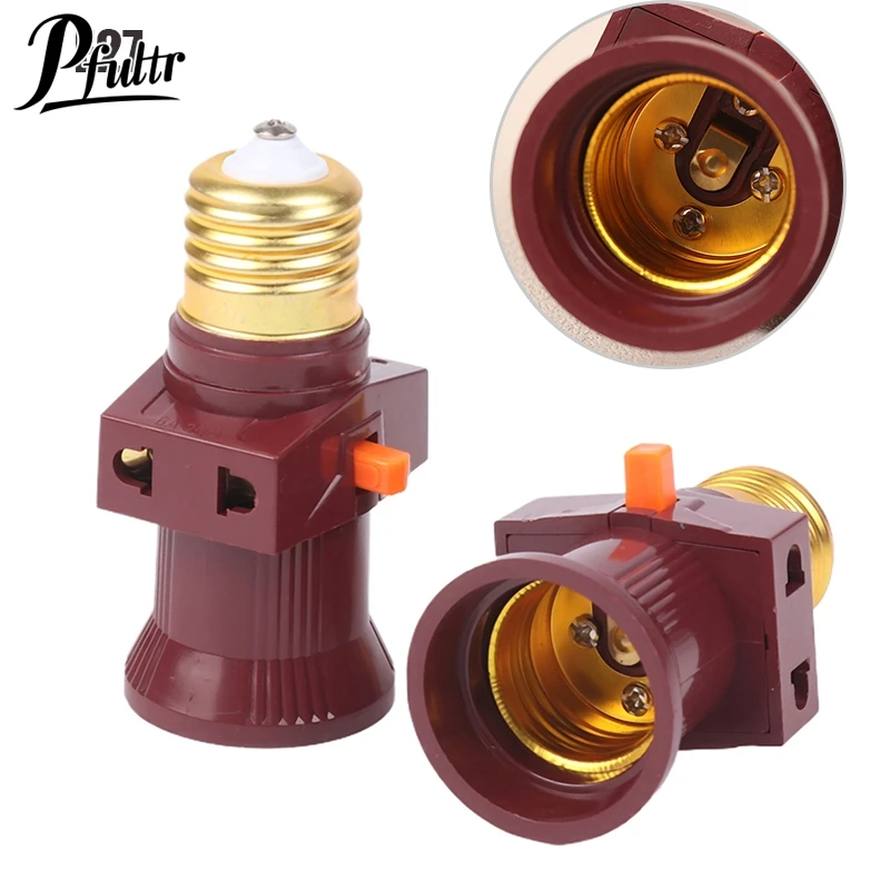 Hot 1Pc E27 With Switch Socket Double Screw Multi-purpose Socket Switch Lamp Holder Plug Socket Lamp Base Lighting Accessories