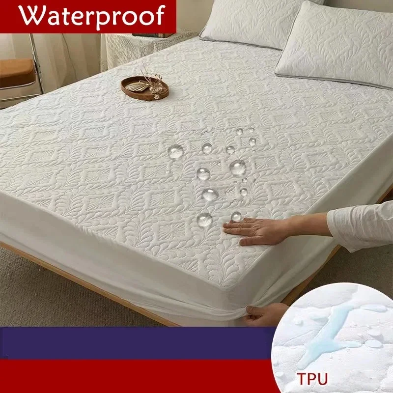 New Quilted King Mattress Protector Fitted Sheet Waterproof Bed Cover King Size Sheet Breathable Soft Mattress Cover 1Pc Decor