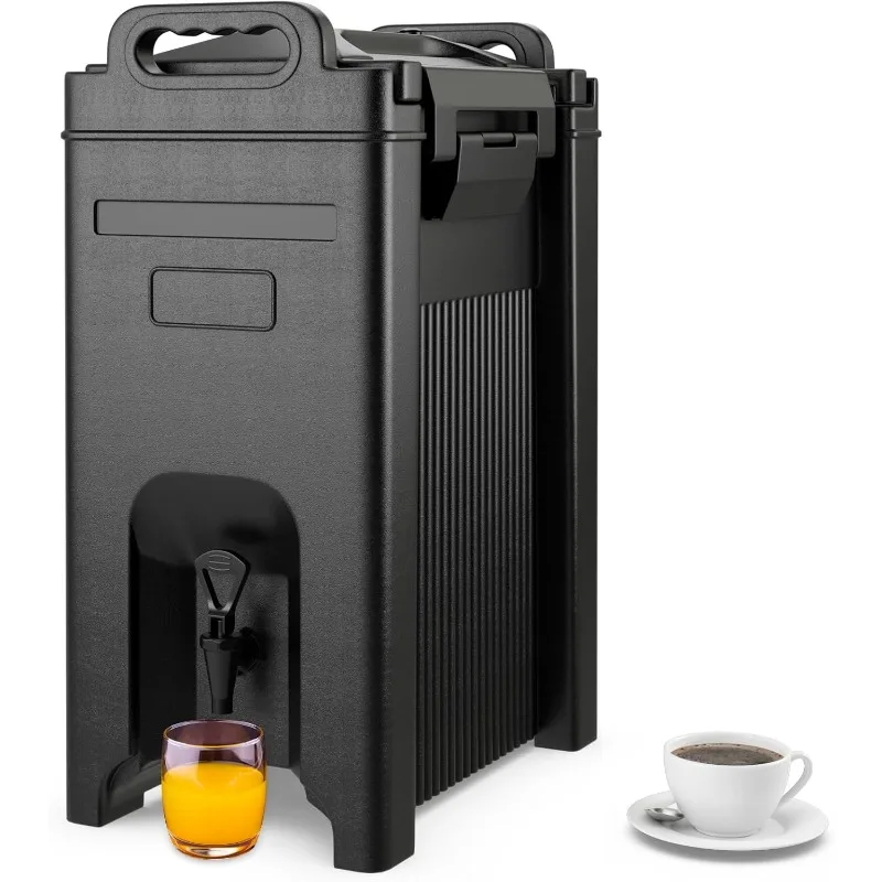 

COSTWAY Insulated Beverage Dispenser, 5 Gallon Ice and Hot Drink Server with Handles for Catering, Food-grade LLDPE Material,