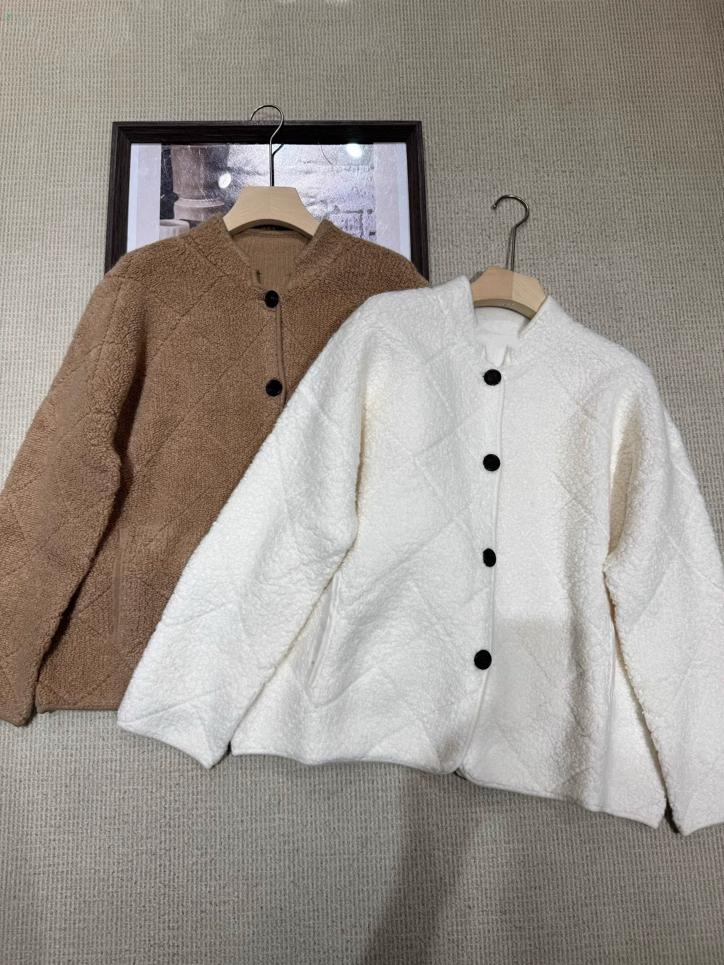 

Women Cashmere Wool Cardigan Autumn Winter Stand Collar Long Sleeve Single Breasted Elegant Ladies Coat