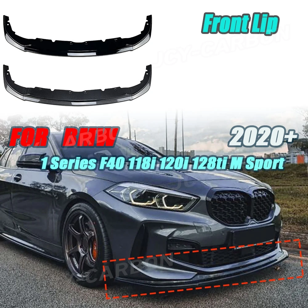 

JCYECF передний бампер, спойлер, сплиттер, комплект защиты кузова для BMW 1 серии F40 118i 120i 128ti M Sport 2020+, карбоновый вид автомобиля