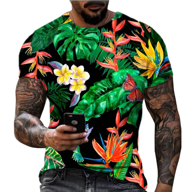 Camiseta con estampado Digital para hombre, camisa informal de manga corta con patrón personalizado, versátil, novedad de verano, 2024