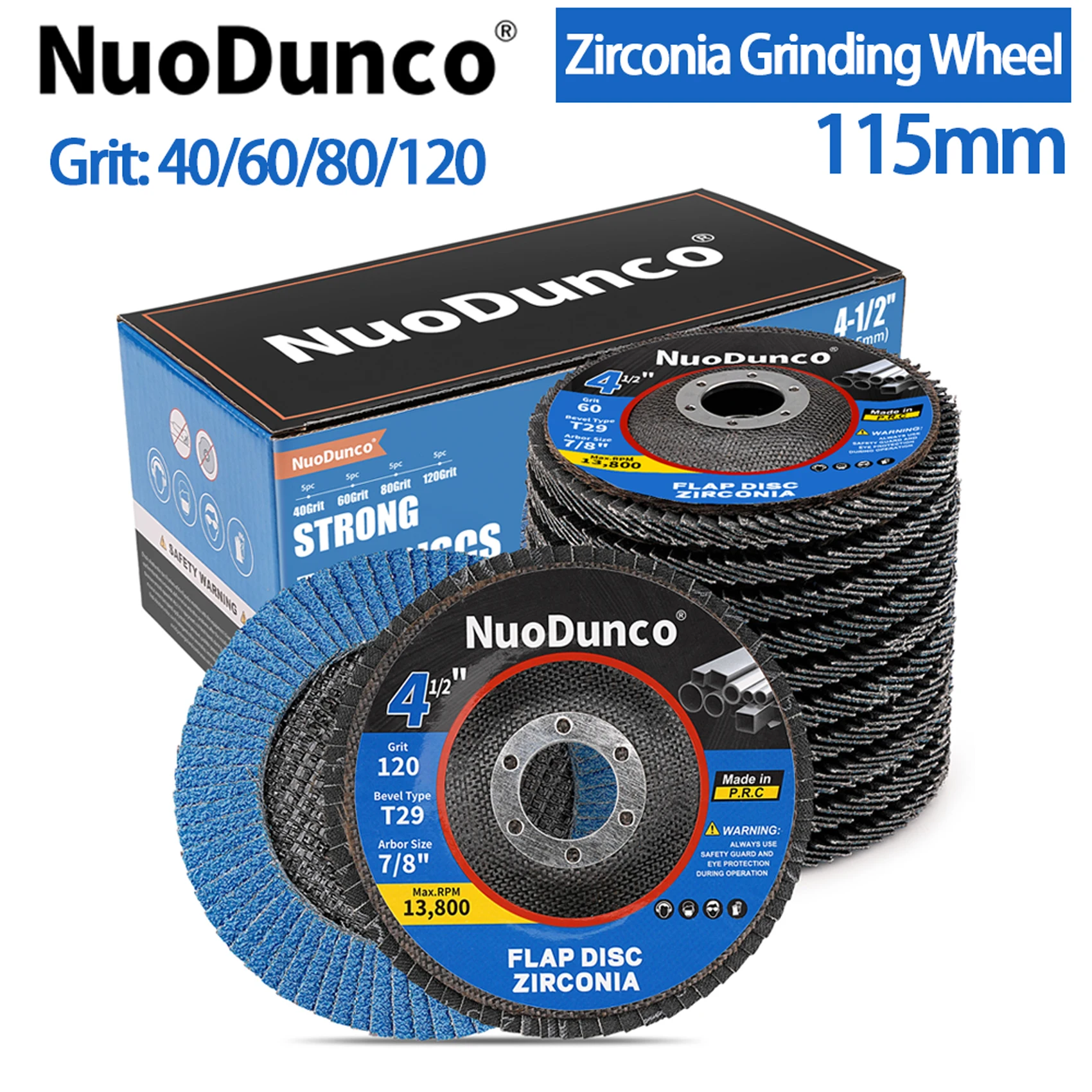 5/10/20pcs 115mm Flap Discs 4.5In T29 Zirconia  Abrasive Grinding Wheels 40/60/80/120 Grit Flap Sanding Disc For Angle Grinder