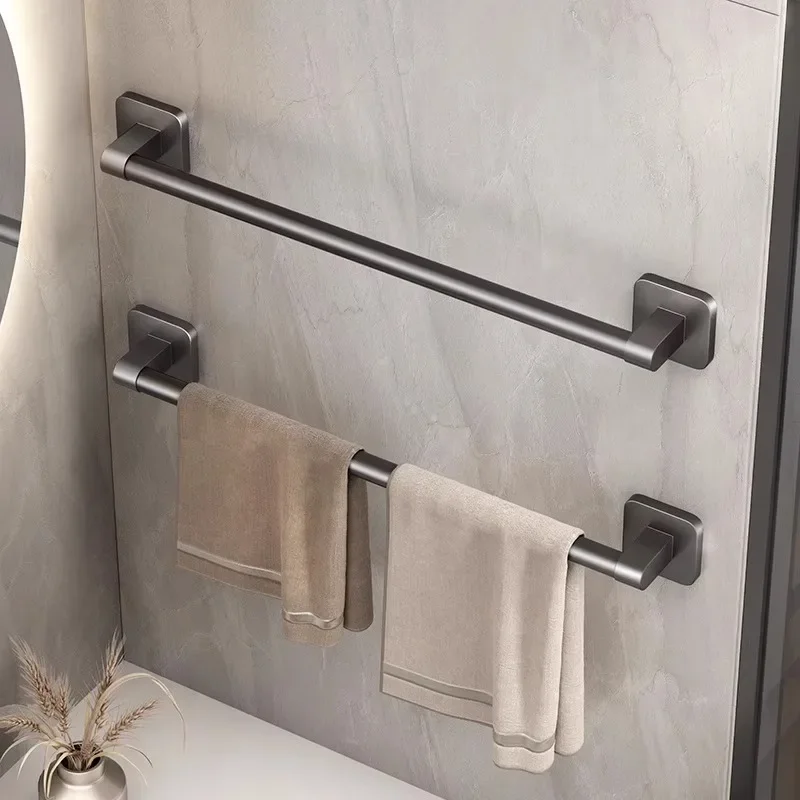 

Bathroom Towel Holder White Without Drilling Bathroom Black Towel Rack Towel Bar Self-Adhesive Bathroom Towel Rack Towel Rail