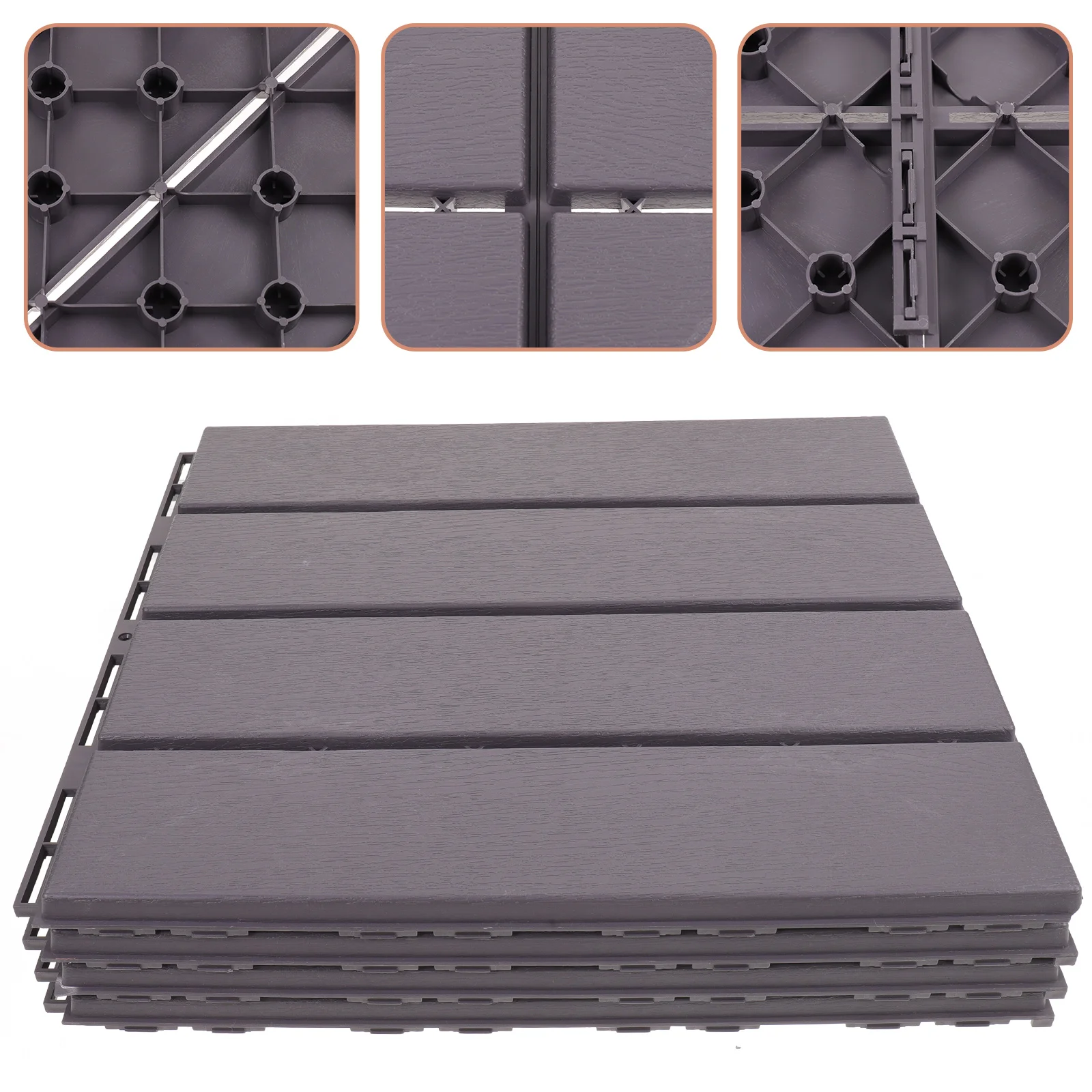 Baldosas de plástico entrelazadas para cubierta de balcón, baldosas de imitación de madera para Patio, baldosas entrelazadas, 4 Uds.