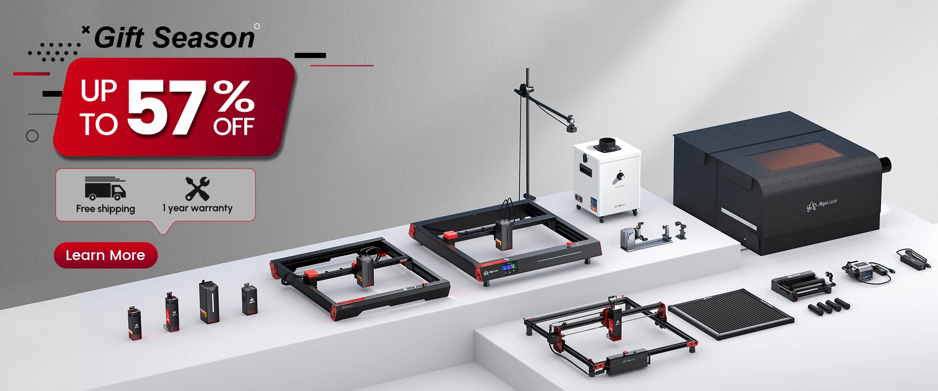 ALGO Laser Engraver DIY KIT OPTIONAL Laser Rotary Roller Desktop Engraving Cutting Cutter Machine Metal Woodworking 400x400mm