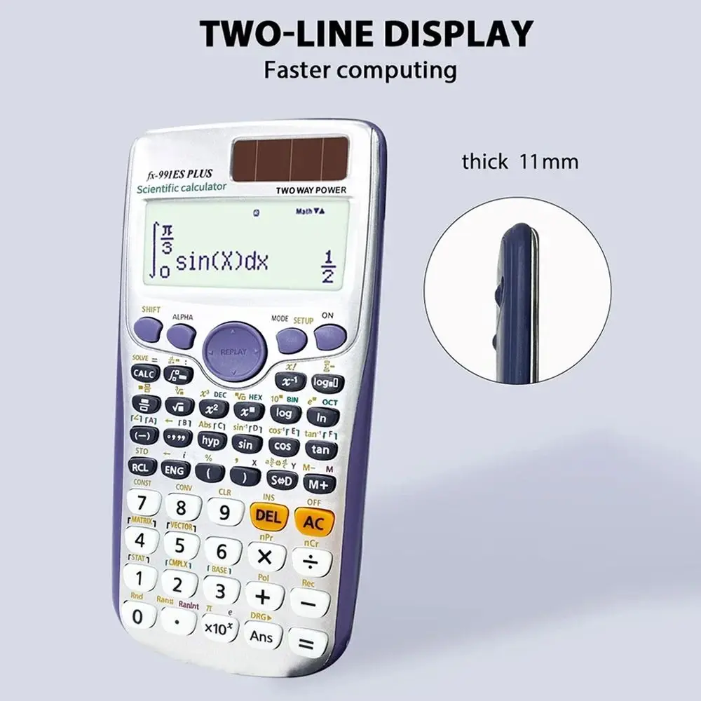 417 Functions Engineering Scientific Calculator 2-Line Standard Solar Function Calculator School Office Supplies