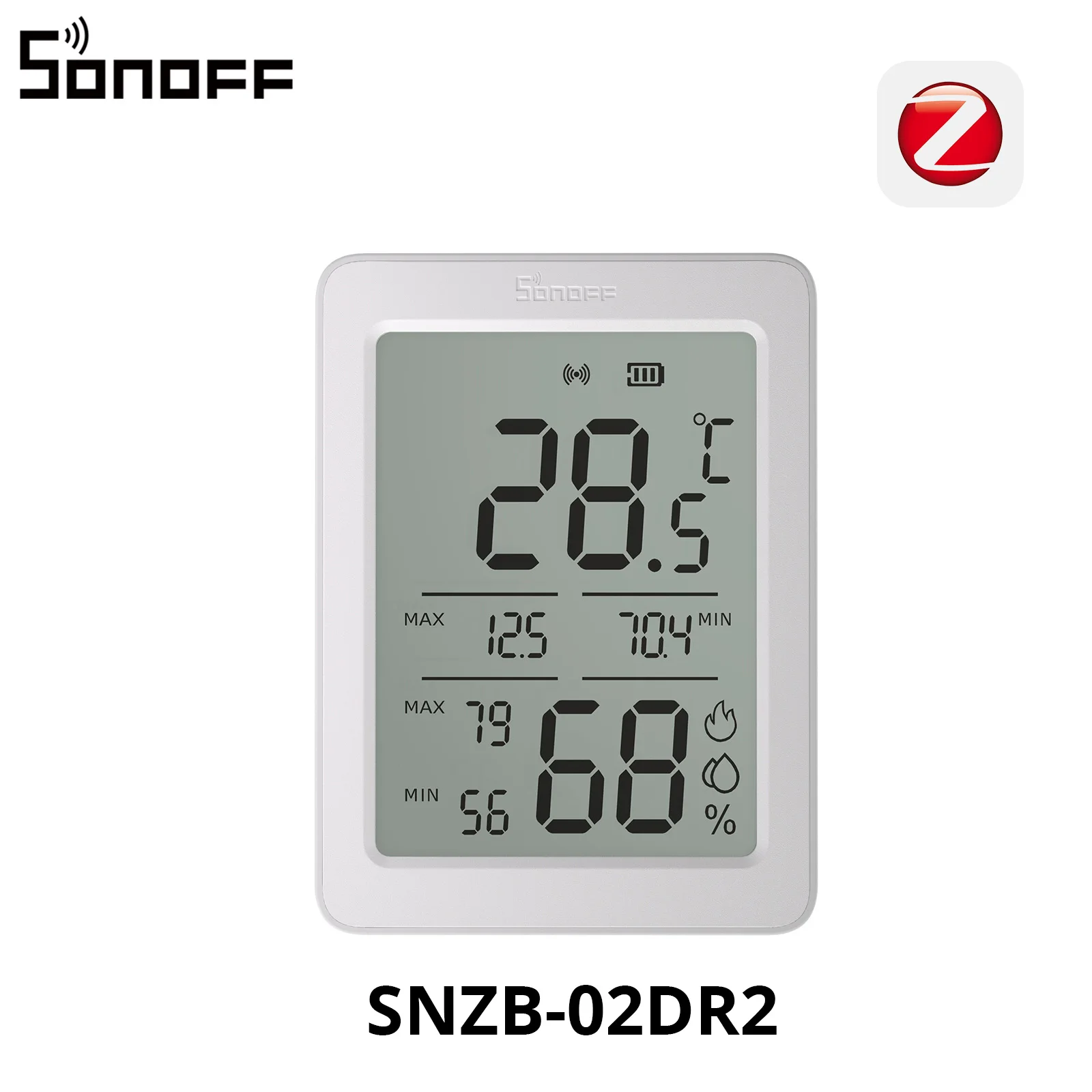 SONOFF AirGuard TH 3.6'' LCD Zigbee Temperature And Humidity Sensor SNZB-02DR2 App Monitoring Advanced Analysis 24-hour Extremes image 3