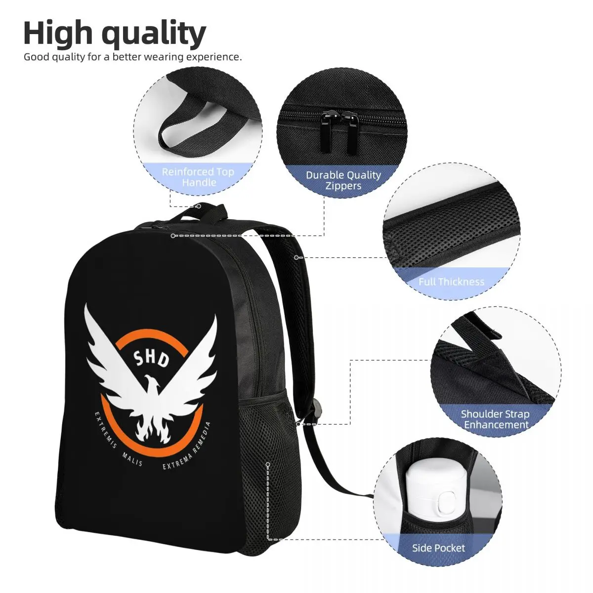 Game Tom Clancys The Division SHD Seal Backpack Daypack Large Capacity Kids BookBag School Bag Shoulder Bags for Men Women view 4