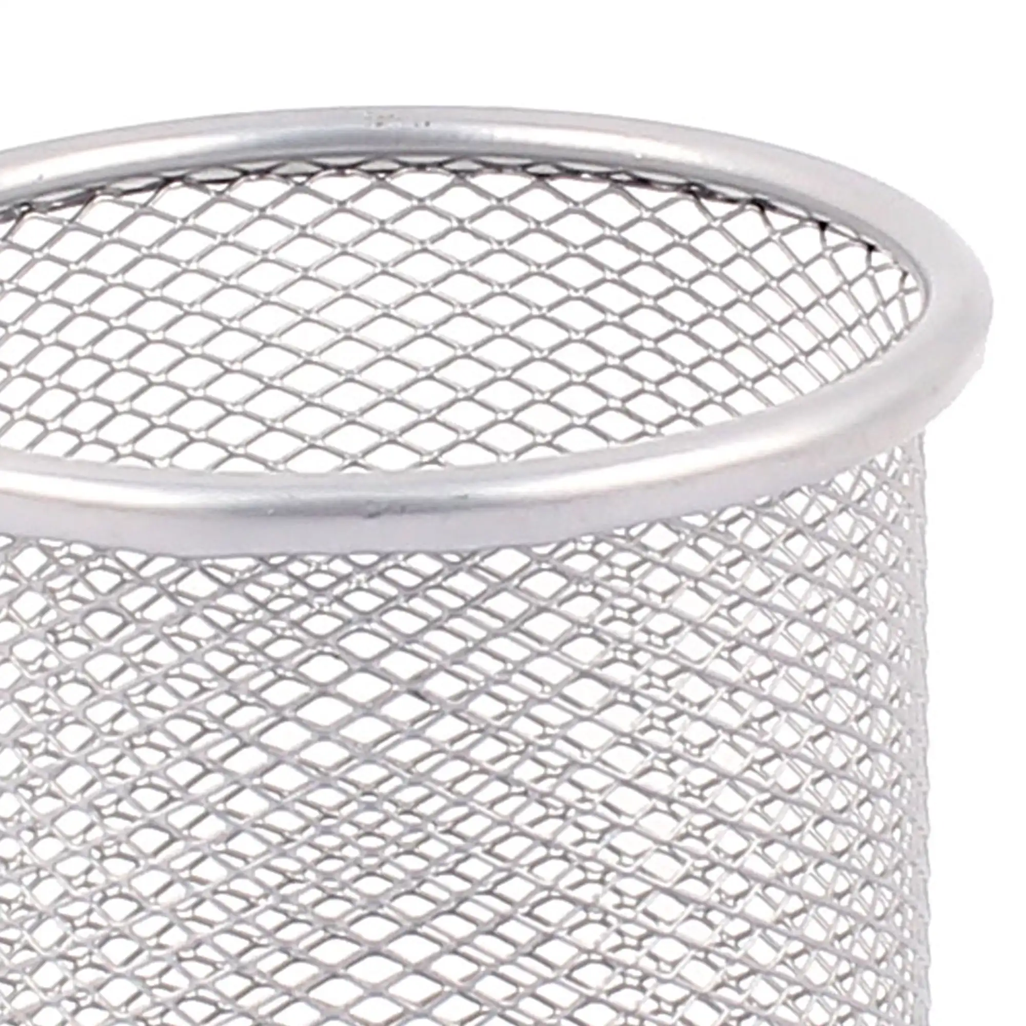 사무실 금속 실린더 모양 메쉬 펜 연필 홀더 보관 주최자 회색