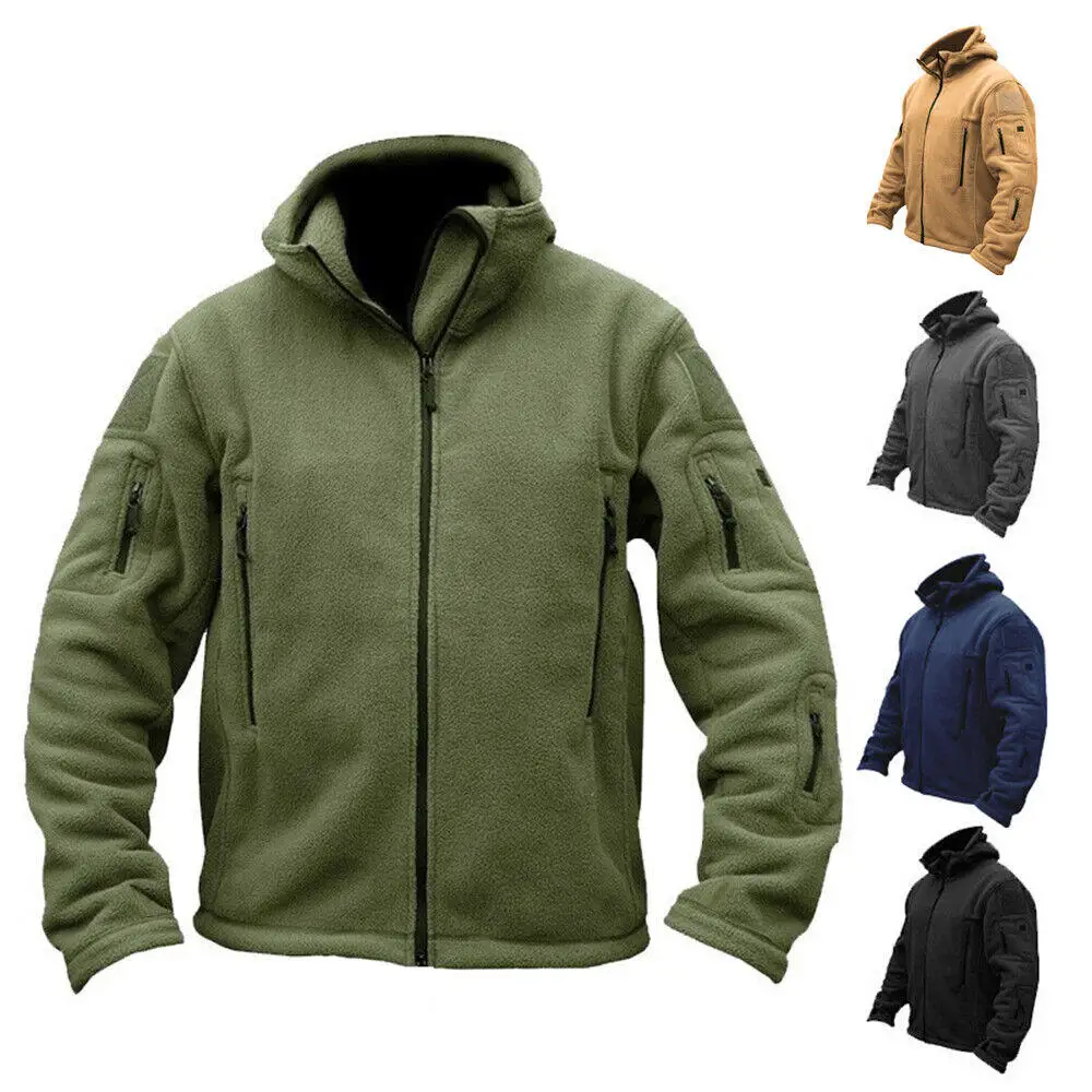 

2023 New Fashion Tactical Recon Fleece Jacket Full Zip Army Hoodies Men Combat Warm Casual Hoody Outerwear Coat