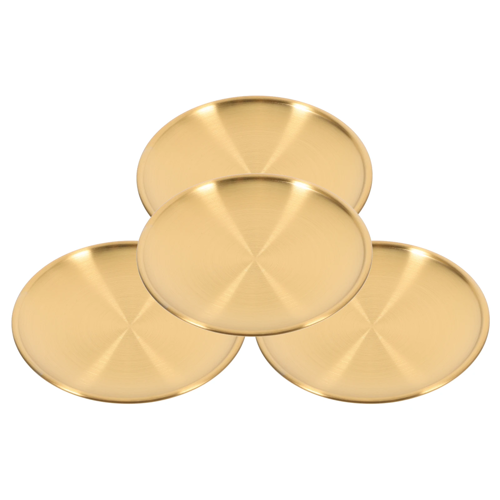 

4 Pieces Stainless Steel Plates 4 2 Inch Round Metal Camping Plates Salad BBQ Dinner Fruit Tray Metal Kitchen Outdoor Trays